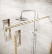 AURLANE - Porte de Douche Pivotante 80x180cm et Retour 90cm - Profil Or Brosse - Verre 5mm - GOLD ELEMENTARY - vignette