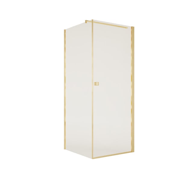 AURLANE - Porte de Douche Pivotante 80x180cm et Retour 90cm - Profil Or Brosse - Verre 5mm - GOLD ELEMENTARY - large