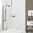 AURLANE - Paroi de Douche 90x200cm Verre Transparent - Profilé + Barre Plafond Noire - FREEDOM 2 BLACK - vignette