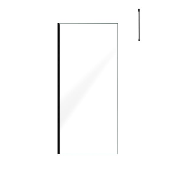 AURLANE - Paroi de Douche 90x200cm Verre Transparent - Profilé + Barre Plafond Noire - FREEDOM 2 BLACK - large