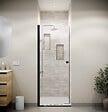 AURLANE - Porte de Douche Pivotante 70x195cm - Verre Trempe 8mm Anticalcaire - Alu Noir - DARK ELEMENTARY - vignette