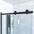 AURLANE - Porte de douche coulissante 120x200cm noir mat - rail soft close + RETOUR 80 - RAILROAD DARK - vignette