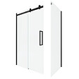 AURLANE - Porte de douche coulissante 120x200cm noir mat - rail soft close + RETOUR 80 - RAILROAD DARK - vignette