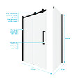 AURLANE - Porte de douche coulissante 120x200cm noir mat - rail soft close + RETOUR 80 - RAILROAD DARK - vignette