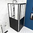 AURLANE - Porte de douche pivotante + paroi de retour type atelier - 80x200 cm - vignette