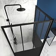 AURLANE - Porte de douche pivotante + paroi de retour type atelier - 80x200 cm - vignette