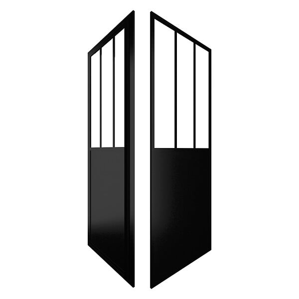 AURLANE - Porte de douche pivotante + paroi de retour type atelier - 80x200 cm - large