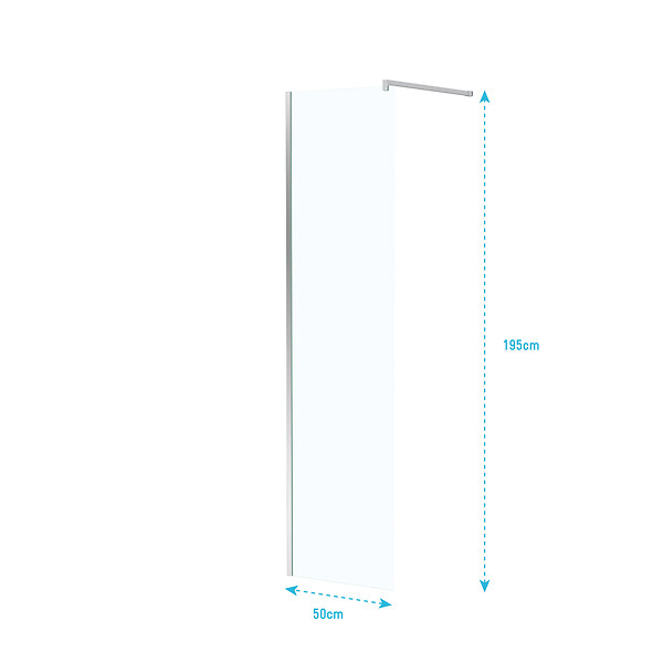 AURLANE - Paroi de Douche 50x195 cm en Verre Trempé 5 mm - Finition Chromé - CHROMED ELEMENTARY - large