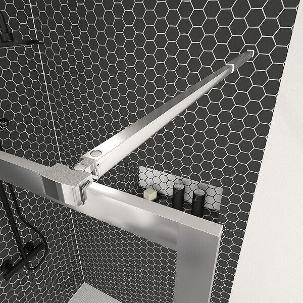 AURLANE - Paroi de Douche 90x200 cm - Cadre et Bras Aluminium Chrome - CHROMED CONTOURING - large