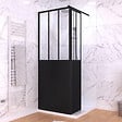 AURLANE - Paroi de Douche Fixe avec Volet Pivotant 80+40 x 200 cm - Finition Noir Mat et Verre Trempé - vignette