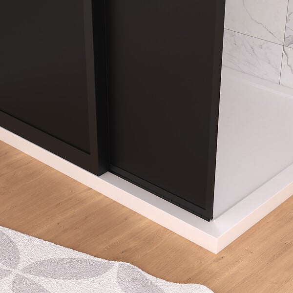 AURLANE - Paroi de Douche Fixe avec Volet Pivotant 80+40 x 200 cm - Finition Noir Mat et Verre Trempé - large