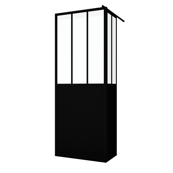 AURLANE - Paroi de Douche Fixe avec Volet Pivotant 80+40 x 200 cm - Finition Noir Mat et Verre Trempé - large