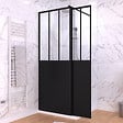 AURLANE - Paroi de Douche Fixe avec Volet Pivotant 80+40 x 200 cm - Finition Noir Mat et Verre Trempé - vignette