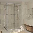 AURLANE - Porte de Douche Coulissante et Retour 120x80x200cm - Profilés Chrome - Verre trempé 6mm - vignette