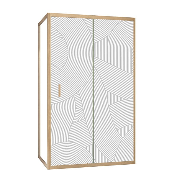 AURLANE - Porte de Douche Coulissante avec Retour 120x80x200cm Style Japandi Arrondi - Cadre Effet Bois - large