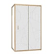 AURLANE - Porte de Douche Coulissante avec Retour 120x80x200cm Style Japandi Arrondi - Cadre Effet Bois - vignette