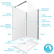 AURLANE - Pack douche à l'Italienne 90x120 - Kit Panneaux muraux Blanc/Noir + receveur + Paroi transparente - vignette