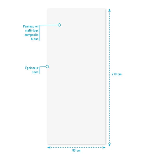 AURLANE - Panneau Mural Finition Aluminium Blanc 80 x 210 cm - WALL'IT BLANC - large