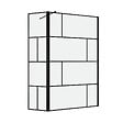 AURLANE - Paroi de douche avec pivot 120+40x195cm - Sérigraphie type Briques et Profilés Noir - DARK BLOCKS - vignette