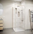 AURLANE - Retour pour Porte de Douche 80x195cm Verre Trempe 8mm Anticalcaire - Alu Or Brosse - GOLD ELEMENTARY - vignette