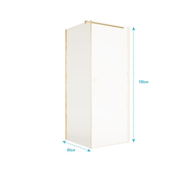 AURLANE - Retour pour Porte de Douche 80x195cm Verre Trempe 8mm Anticalcaire - Alu Or Brosse - GOLD ELEMENTARY - large