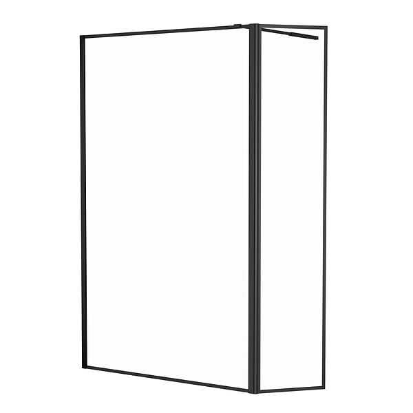 AURLANE - Paroi de Douche avec Volet Pivotant - Cadre et Bras Alu. NOIR MAT - 120+40x200cm - DARK CONTOURING - large