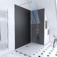AURLANE - Pack Douche a l'Italienne 90x120 - Kit Panneaux Muraux Noir/Chrome + Receveur + Paroi 8 mm - vignette