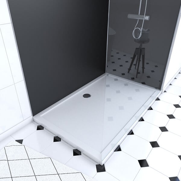 AURLANE - Pack Douche a l'Italienne 90x120 - Kit Panneaux Muraux Noir/Chrome + Receveur + Paroi 8 mm - large