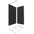 AURLANE - Pack Douche a l'Italienne 90x120 - Kit Panneaux Muraux Noir/Chrome + Receveur + Paroi 8 mm - vignette
