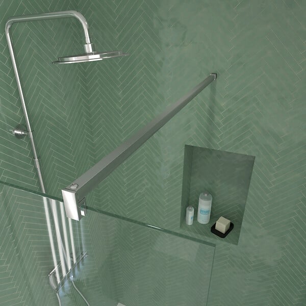 AURLANE - Paroi de Douche 60x195 cm en Verre Trempé 5 mm - Finition Chromé - CHROMED ELEMENTARY - large