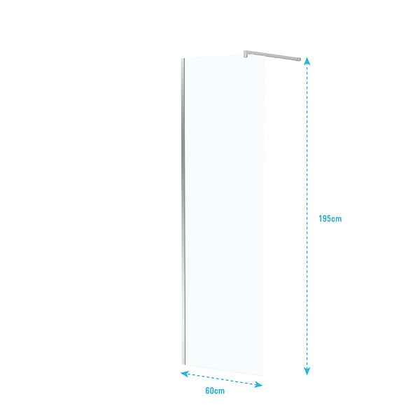 AURLANE - Paroi de Douche 60x195 cm en Verre Trempé 5 mm - Finition Chromé - CHROMED ELEMENTARY - large