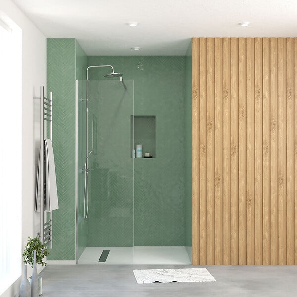 AURLANE - Paroi de Douche 60x195 cm en Verre Trempé 5 mm - Finition Chromé - CHROMED ELEMENTARY - large