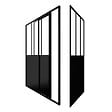 AURLANE - Porte de douche coulissante 120x200cm + retour 80cm type atelier - NOIR MAT - verre 5mm - vignette