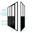 AURLANE - Porte de douche coulissante 120x200cm + retour 80cm type atelier - NOIR MAT - verre 5mm - vignette