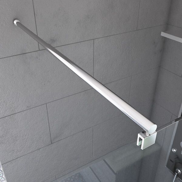 AURLANE - Paroi de Douche Dépolie 80x200cm + Barre de fixation extensible - Verre 8mm - Finition Chrome - large