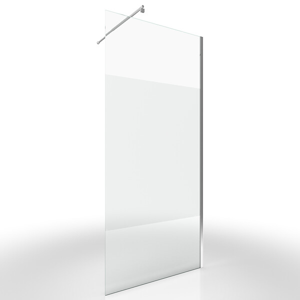 AURLANE - Paroi de Douche Dépolie 80x200cm + Barre de fixation extensible - Verre 8mm - Finition Chrome - large