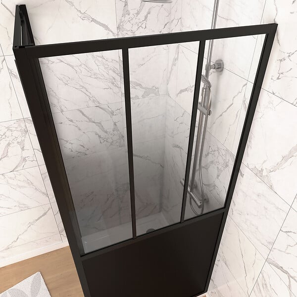 AURLANE - Paroi de retour type atelier 80x200cm pour paroi de douche - PROFILE NOIR MAT - WORKSHOP SIDE 80 - large