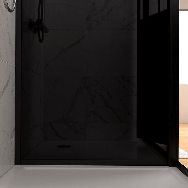 AURLANE - Paroi de retour type atelier 80x200cm pour paroi de douche - PROFILE NOIR MAT - WORKSHOP SIDE 80 - large