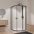 AURLANE - Ensemble portes de douche coulissantes quart de cercle Noir 90x90x185cm - BLACK SLIDE 90 - vignette