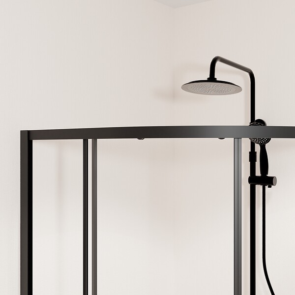 AURLANE - Ensemble portes de douche coulissantes quart de cercle Noir 90x90x185cm - BLACK SLIDE 90 - large