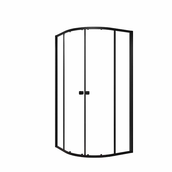 AURLANE - Ensemble portes de douche coulissantes quart de cercle Noir 90x90x185cm - BLACK SLIDE 90 - large