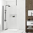 AURLANE - Paroi de Douche 120x200cm Verre Transparent - Profilé + Barre Plafond Noire - FREEDOM 2 BLACK - vignette