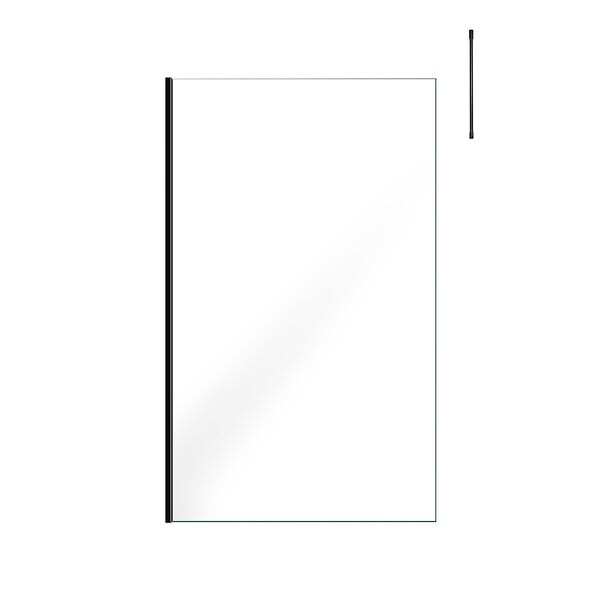 AURLANE - Paroi de Douche 120x200cm Verre Transparent - Profilé + Barre Plafond Noire - FREEDOM 2 BLACK - large