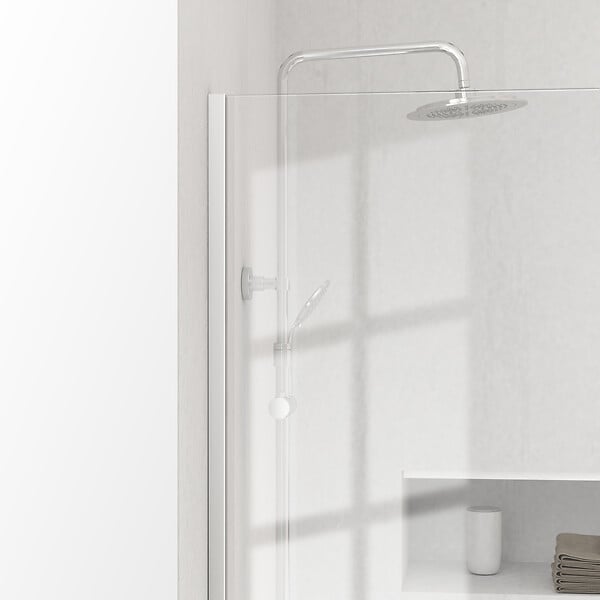 AURLANE - Paroi de Douche 100x200cm Verre Transparent - Barre de Fixation Extensible et Profil Chrome - large