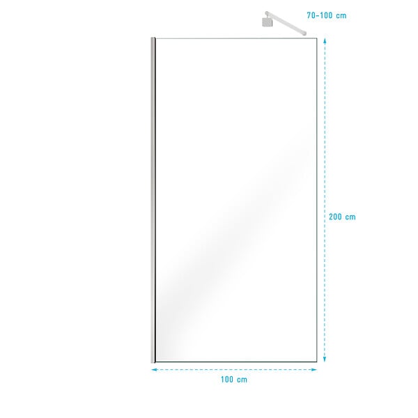 AURLANE - Paroi de Douche 100x200cm Verre Transparent - Barre de Fixation Extensible et Profil Chrome - large