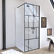 AURLANE - Paroi de douche a l'italienne sérigraphie type Briques + barre de fixation - 80x195cm - verre 5mm - vignette