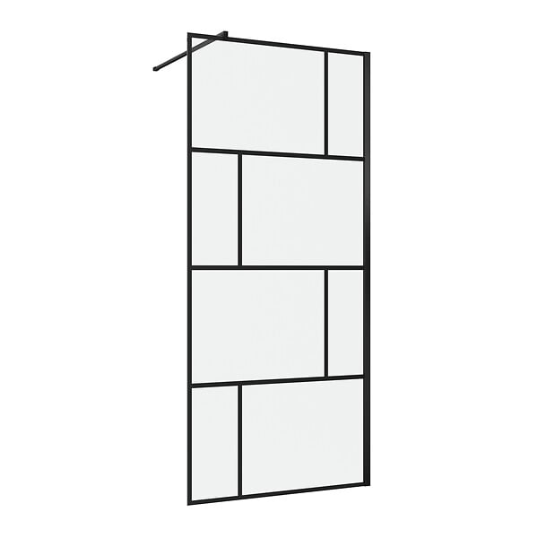 AURLANE - Paroi de douche a l'italienne sérigraphie type Briques + barre de fixation - 80x195cm - verre 5mm - large