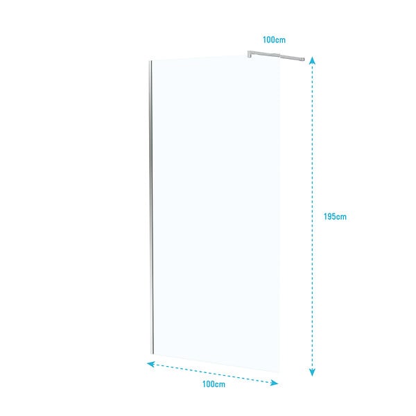 AURLANE - Paroi de Douche 100x195 cm en Verre Trempé 5 mm - Finition Chromé - CHROMED ELEMENTARY - large
