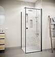AURLANE - Porte de Douche Pivotante 80x180cm et Retour 90cm - Profil Noir - Verre 5mm - DARK ELEMENTARY - vignette