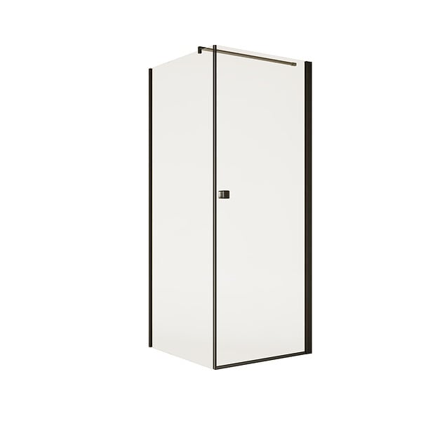 AURLANE - Porte de Douche Pivotante 80x180cm et Retour 90cm - Profil Noir - Verre 5mm - DARK ELEMENTARY - large